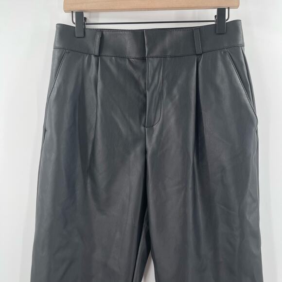 BANANA REPUBLIC Pants Size 4 Faux Leather Black Mob Wife Crop Cropped Pockets - Picture 6 of 10